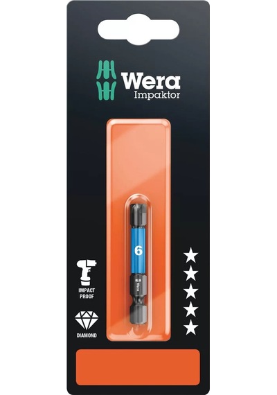 Wera 840/4 Imp Dc Impaktor Bits Sb, 6 X 50 Mm