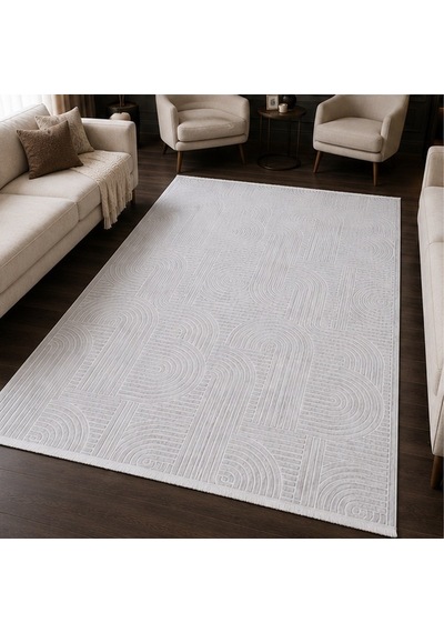 Kaymaz Taban Halı Modern Labirent Desenli Saçaklı Kabartmalı 1