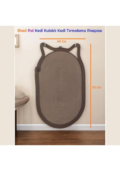 Shed Pal Dekoratif Kedi Kulaklı Kedi Tırmalama Paspası
