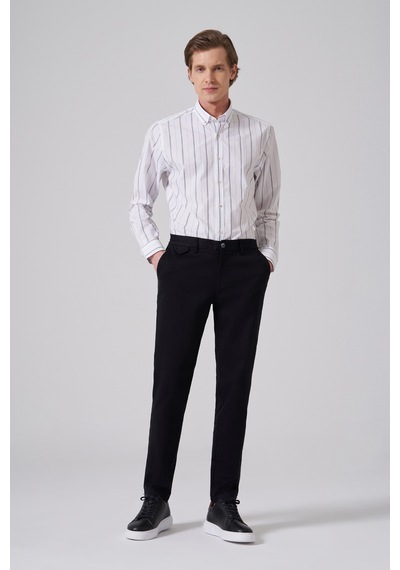 Morven Erkek Siyah Pamuk Trend Slim Fit Chino Pantolon 26ks003008001 Siyah