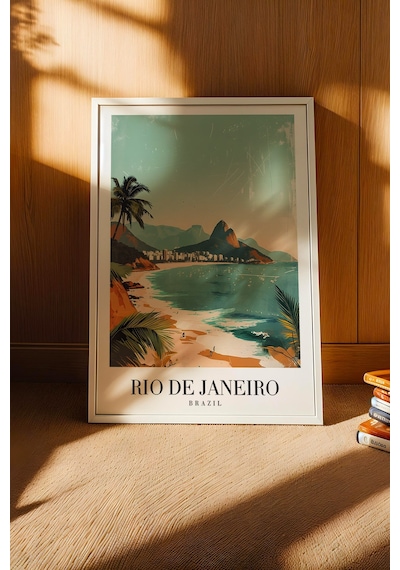 Rio De Janeiro Brazil Vintage Seyahat Posteri Çerçeveli Tablo - Premium Tropikal Sahil Duvar Dekoru Beyaz Rio De Janeiro Brazil Vintage Seyahat Posteri Çerçeveli Tablo - Premium Tropikal Sahil Duvar Dekoru Beyaz