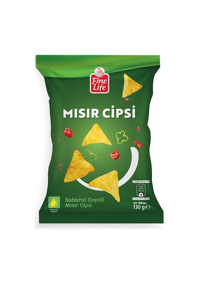Fine Life Mısır Cipsi 130 G Taco - Baharatlı Çıtır Atıştırmalık 5'li Avantaj Paketi - 5 Adet Tarı