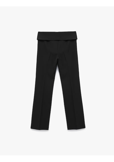 Koton Slim Fit Beli Kat Detaylı İspanyol Paça Pantolon Siyah 6wak40040pw Siyah