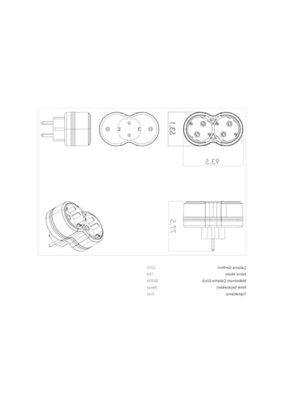 2'li Topraklı Golyat Priz, 220-240v, 16a