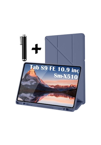 Samsung Galaxy Uyumlu  Tab S9 Fe 10.9 Kılıf Kalem Bölmeli Yuvalı Sm-x510