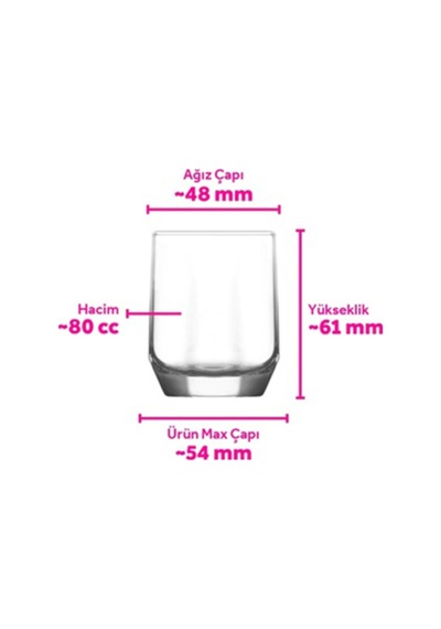 Lav Diamond Cam Likör Bardağı 6'lı 80 ml (Şerbet Bardağı , Mini Tatlı Servis )