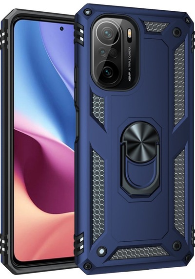 Xiaomi Poco F3 Uyumlu Kılıf Sofya Yüzüklü Silikon Kapak - Lacivert