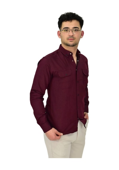 Erkek Spor Likralı Gömlek Bgl-st04343 Bordo