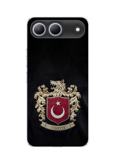 Tecno Spark 40 5g Uyumlu Türk Sembolü Kurt Ve Bayrak Desenli Baskılı Silikon Kılıf Renkli