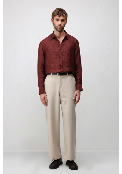 Antioch Crinkled Relax Fit Erkek Gömlek Bordo