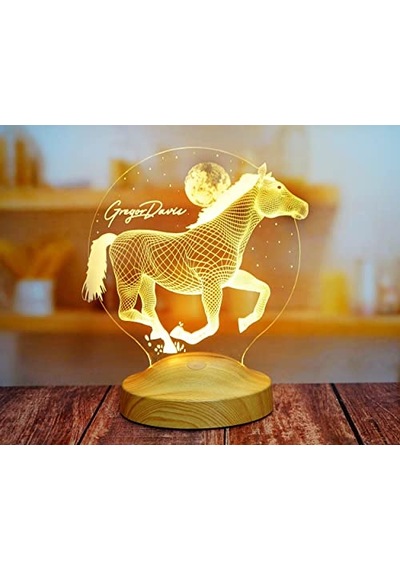 At Tasarımlı Hediye 3d At Figürlü Kişiye Özel 3 Boyutlu Led Lamba