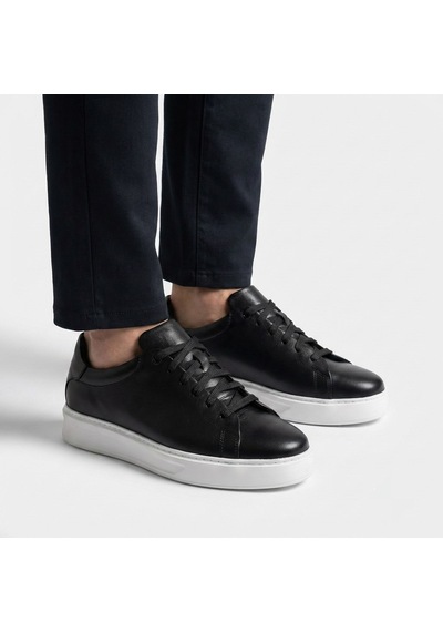 Marcobranchını Bağcıklı Sade Model Düz Kalın Taban Erkek Sneaker Ayakkabı 614055m Sıyah
