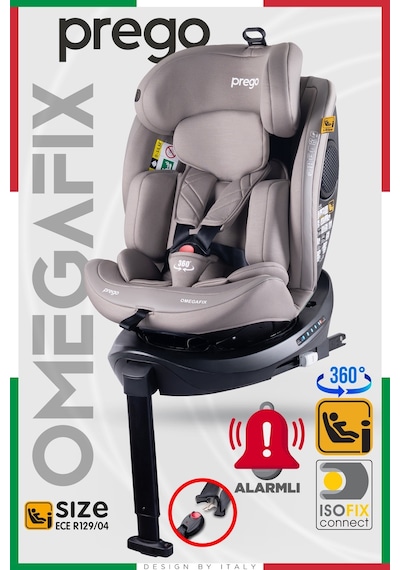 Prego Omegafix Alarmlı 360 Derece Dönebilen I-Size 0-36 kg Oto Koltuğu