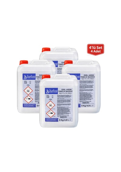 Birka Özel Asidik Temizleyici 4 Adet X 5 Kg Ağır Kir Ve Pas Temizleyici Profesyonel Kullanım 4'lü Set