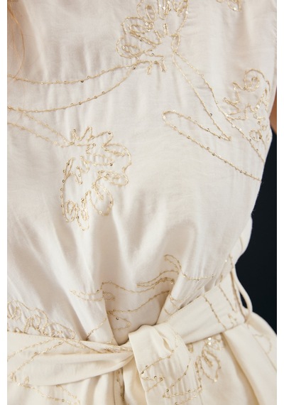 Sateen Dina Bluz - Taş-137324