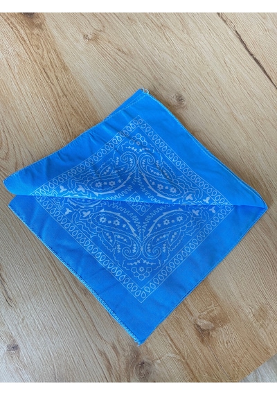 Pamuklu Klasik Desen Unisex Bandana Renkli Bandana Etnik Desenli A Kalite Bandana Mavi