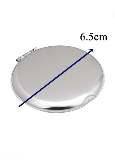 Yuvarlak Mini Metal Ayna - Taşınabilir Makyaj Aynası Metalik Gri