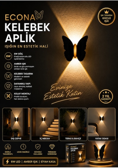 Modern Led,kelebek Aplik - Modern Duvar Lambası Dekoratif Led Aydınlatma Modern Duvar Aplik,şık Duvar Aydınlatması Sarı