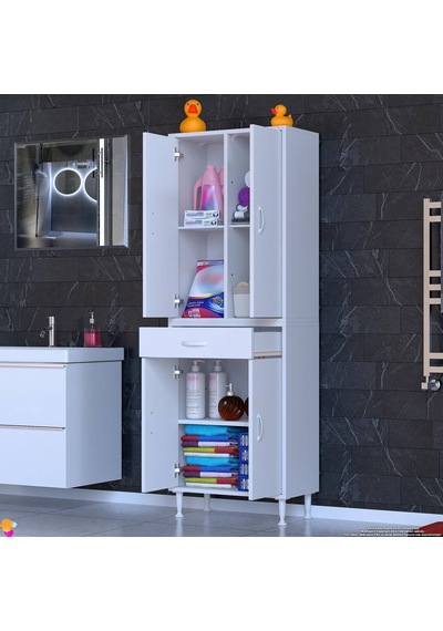 Eliusta Luma Kapaklı & Çekmeceli Banyo Dolabı 60 Cm Genişlikte Beyaz Dolap 60x173x32,5 Cm Depolama Dolabı Beyaz Eliusta Luma Kapaklı & Çekmeceli Banyo Dolabı 60 Cm Genişlikte Beyaz Dolap 60x173x32,5 Cm Depolama Dolabı Beyaz
