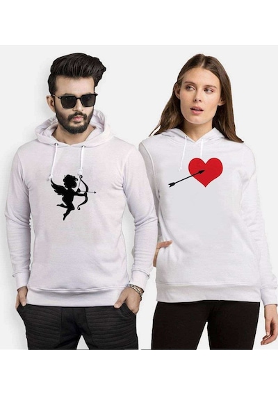 Tshirthane Cupid Heart Sevgili Kombinleri Kapüşonlu Kombini