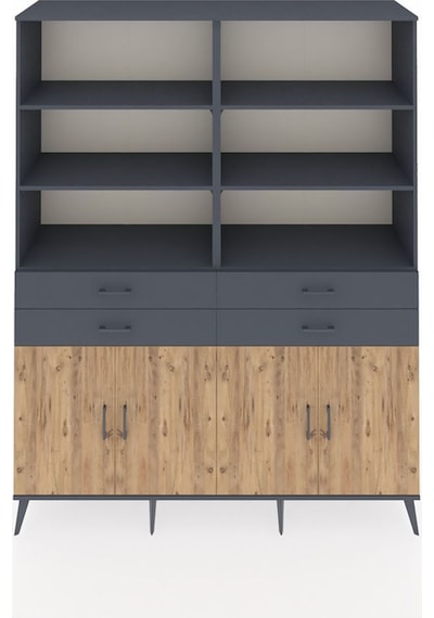 Hyperion Gardrop 8 Raflı 4 Çekmeceli 4 Kapaklı 176x44x221 Antrasit-çam/antrasit Çam/antrasit Hyperion Gardrop 8 Raflı 4 Çekmeceli 4 Kapaklı 176x44x221 Antrasit-çam/antrasit Çam/antrasit