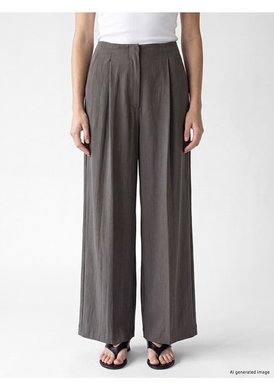 Lcw Modest Antrasit Loose Fit Kadın Pileli Kumaş Pantolon