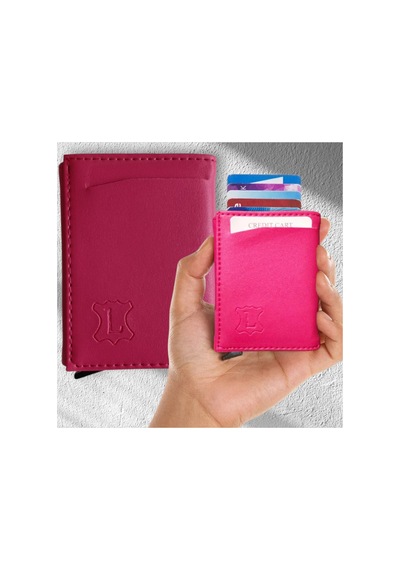 Organıcyou Yıwushı Otomatik Mekanizma Kartlık Unisex 9 Kart Bölme Pu Deri Yüksek Kaliteli Pembe