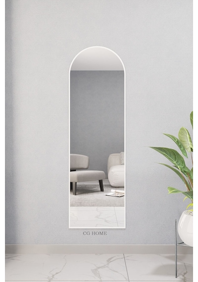 Dekoratif Ayna Mdf Oval Boy Ayna Duvar Aynası 165x45 Beyaz 166 X 50 Beyaz