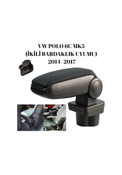 Volkswagen Vw Polo 6c Mk5 2014 2015 2016 2017 Ikili Bardaklik Uyumlu Araca Ozel Kolcak Kol Dayama Orta Konsol Siyah