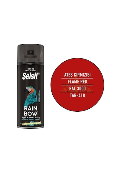 Selsil Rainbow Akrilik Sprey Boya Ateş Kırmızı 400 Ml - Ral3000
