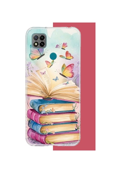 Redmi 9c / 10a Uyumlu Kelebekli Kitaplar Baskılı Silikon Kılıf Renkli