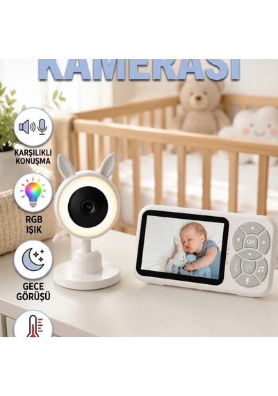 3.5 İnç Lcd Ekranlı Bebek Kamerası Karşılıklı Konuşma Rgb Gece Işığı Sıcaklık Alarmı Diğer