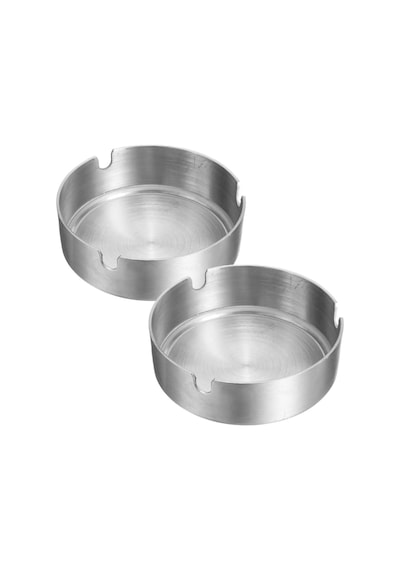 Paslanmaz Çelik Metal Küllük 8 Cm Yuvarlak Masaüstü Küllük Mat Gümüş Dekoratif Modeli