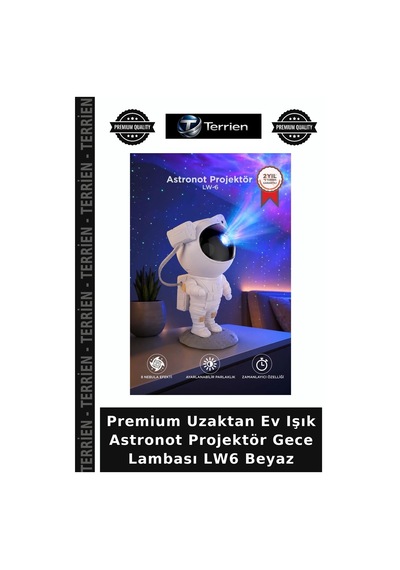 Premium Uzaktan Ev Işık Astronot Projektör Gece Lambası Lw6 Beyaz Çok Renkli