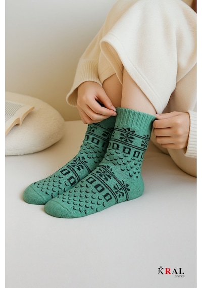 Kral Socks Kadın Havlu 3 Çift Kışlık Yün Çorap Bambu + Yün Sonbahar Serisi Çok Renkli