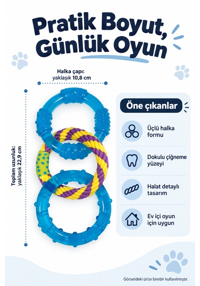 Petstages Orka Dental Links Üçlü Halka Köpek Çiğneme Oyuncağı