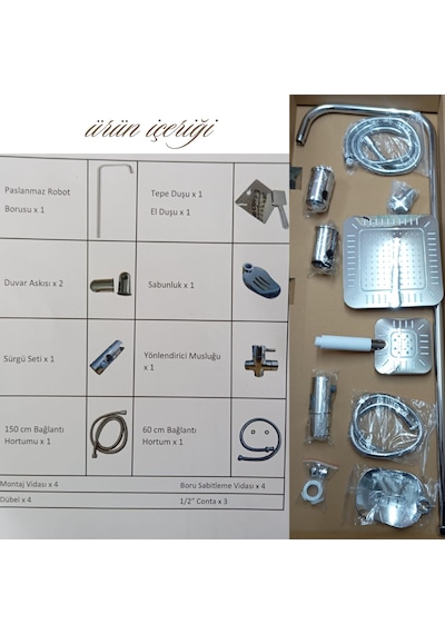 Faumix St32 Beyaz Banyo Lavabo Bataryası Yağmurlama Tepe Duş Seti Beyaz