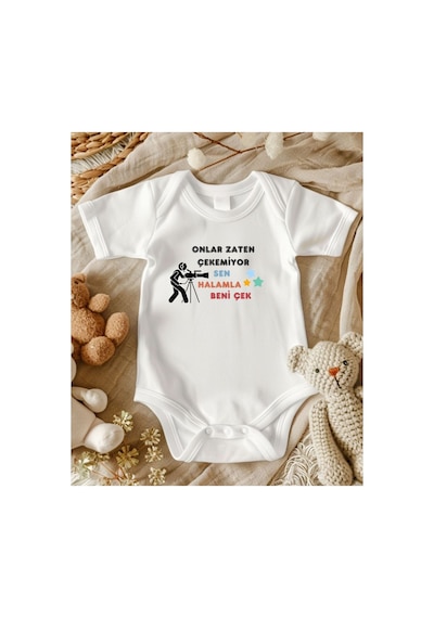 Lupi Hala Yazılı % 100 Pamuk Bebek Zıbın 84 ekru