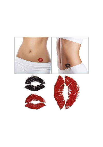 Geçici Renkli Dövme Dudak Dudaklar Öpücük El Kol Dövmesi Tattoo