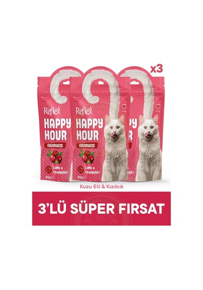 Reflex Happy Hour Calmness Kuzu Eti & Kızılcık Sakinleşmeyi 3lü Fırsat 3x60gr