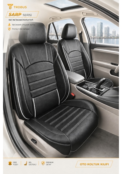 Hyundai Accent Admira Uyumlu Sarp Serisi Beyaz Oto Koltuk Kılıfı