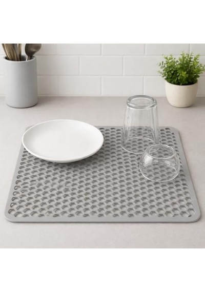 Bulaşık Kurutma Matı Kaymaz Katlanabilir 32x32 Cm Gri Açık Gri