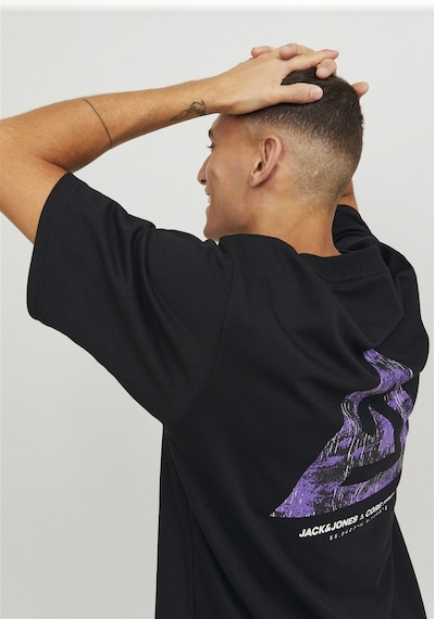 Jack & Jones Sirt Ve Gögüs Baskili Tisört - Triangle 12253435 Siyah Yeşil