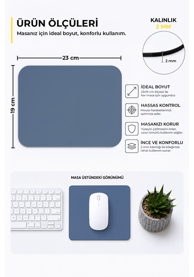 Lacivert Renkli Ergonomik Mouse Pad, Kaymaz Yüzey İle Ev Ve Ofis Kullanımı İçin İdeal