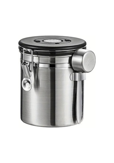 304 Çelik 1400 Ml Kelepçeli Kahve Çay Saklama Kabı Kiler Depolama Kavanozu Mt117 Gri