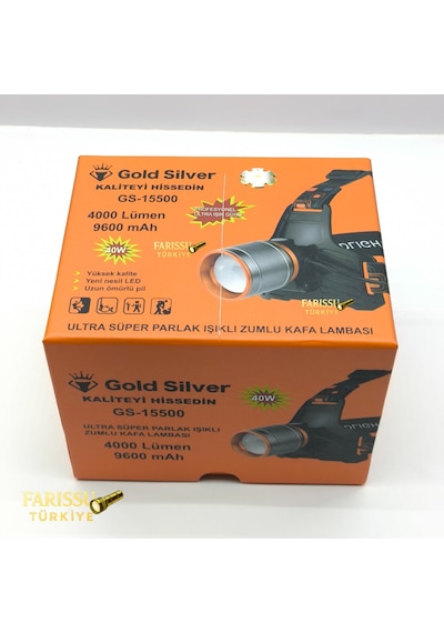 Gold Silver Gs-15500 Ultra Güçlü 4000 Lümen Zoomlu Kafa Lambası Yedek Pilli Profesyonel Set Siyah