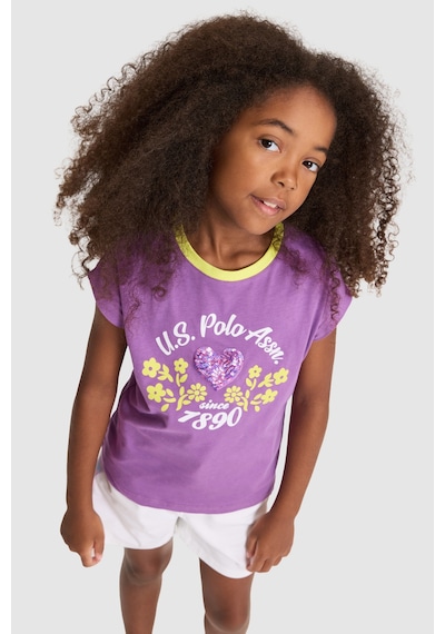U.s. Polo Assn. Kız Çocuk Menekşe Tişört 50325653-vr037 Menekse