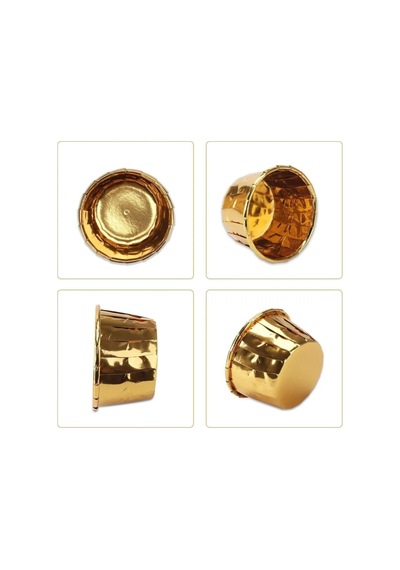 Kağıt Muffin Kek Ve Sufle Kapsülü Metalik Gold Altın 10'lu Goldcakes