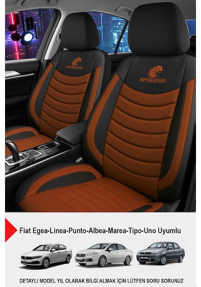 Panther Serisi Keten Kumaş Oto Koltuk Kılıfı Fiat Egea-linea-punto-albea-marea-tipo-uno Uyumlu Taba