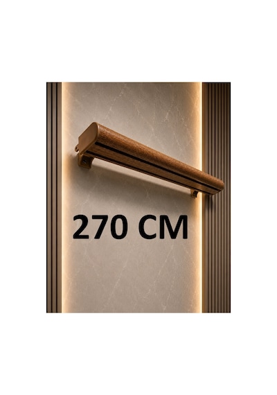 Meşe Dekoratif Ray 2 Kanallı Dekoratif Ahşap Desenli Metal Perde Kornişi Meşedeko270cm - 849479350 Meşedeko270cm